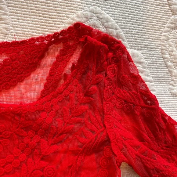 Express Red Lace Dress Size S/P - Picture 2 of 5